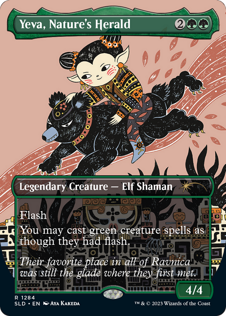 Yeva, Nature's Herald (Borderless) [Secret Lair Drop Series] MTG Single Magic: The Gathering | Red Claw Gaming