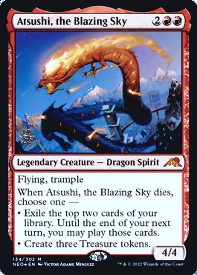 Atsushi, the Blazing Sky [Kamigawa: Neon Dynasty Prerelease Promos] MTG Single Magic: The Gathering | Red Claw Gaming