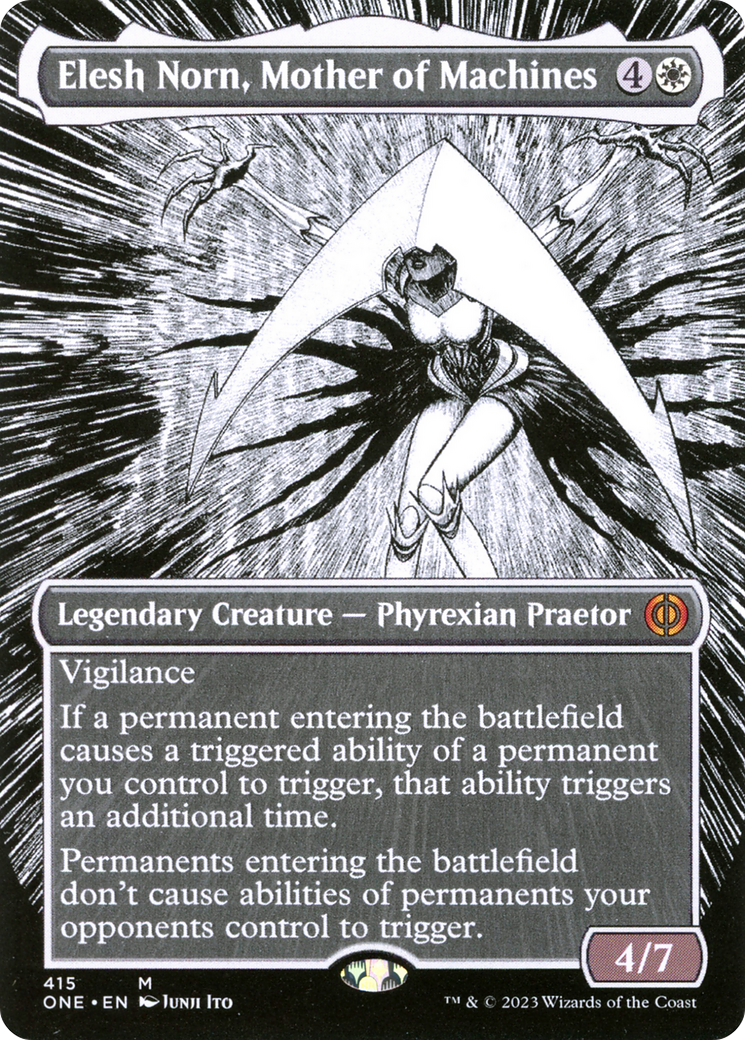 Elesh Norn, Mother of Machines (Borderless Manga) [Phyrexia: All Will Be One] MTG Single Magic: The Gathering | Red Claw Gaming