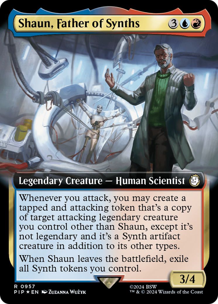 Shaun, Father of Synths (Extended Art) (Surge Foil) [Fallout] MTG Single Magic: The Gathering | Red Claw Gaming