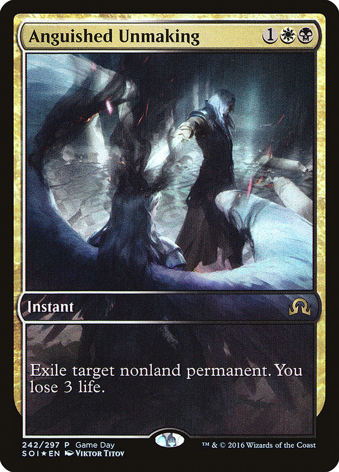 Anguished Unmaking (Game Day) (Full Art) [Shadows over Innistrad Promos] MTG Single Magic: The Gathering | Red Claw Gaming