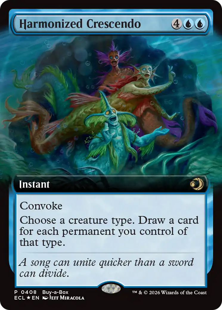 Harmonized Crescendo (Extended Art) (Buy-A-Box) [Lorwyn Eclipsed] MTG Single Magic: The Gathering | Red Claw Gaming