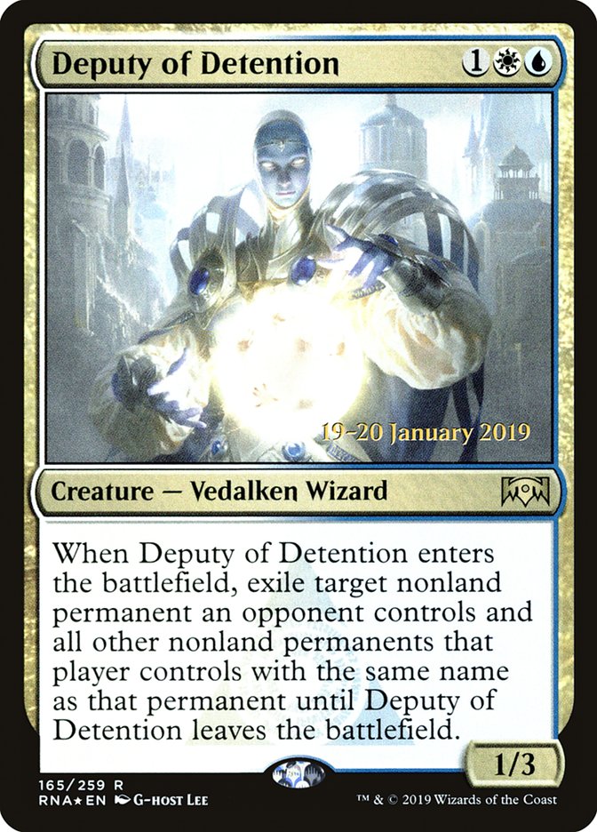 Deputy of Detention [Ravnica Allegiance Prerelease Promos] MTG Single Magic: The Gathering | Red Claw Gaming