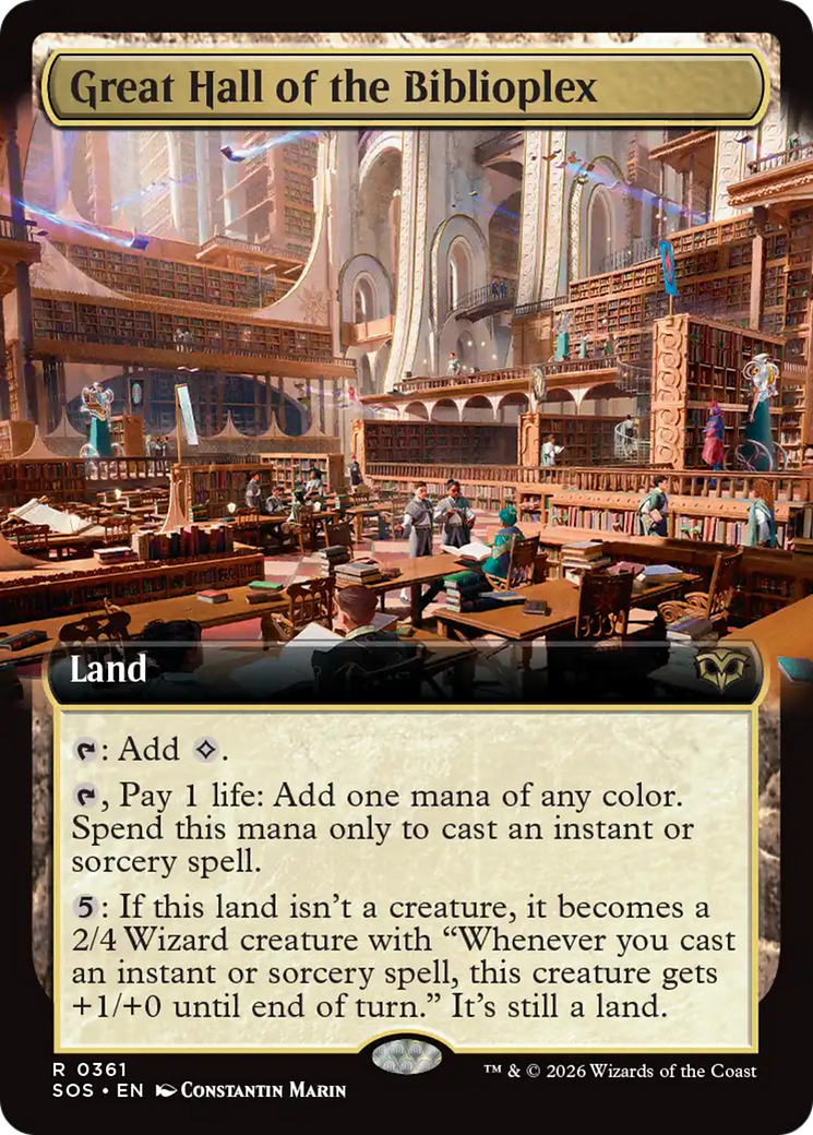 Great Hall of the Biblioplex (Extended Art) [Secrets of Strixhaven] MTG Single Magic: The Gathering | Red Claw Gaming