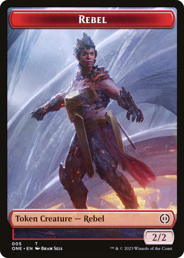 Rebel // The Hollow Sentinel Double-Sided Token [Phyrexia: All Will Be One Tokens] | Red Claw Gaming