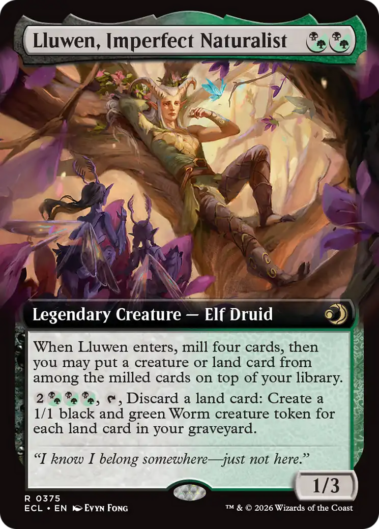 Lluwen, Imperfect Naturalist (Extended Art) [Lorwyn Eclipsed] MTG Single Magic: The Gathering | Red Claw Gaming