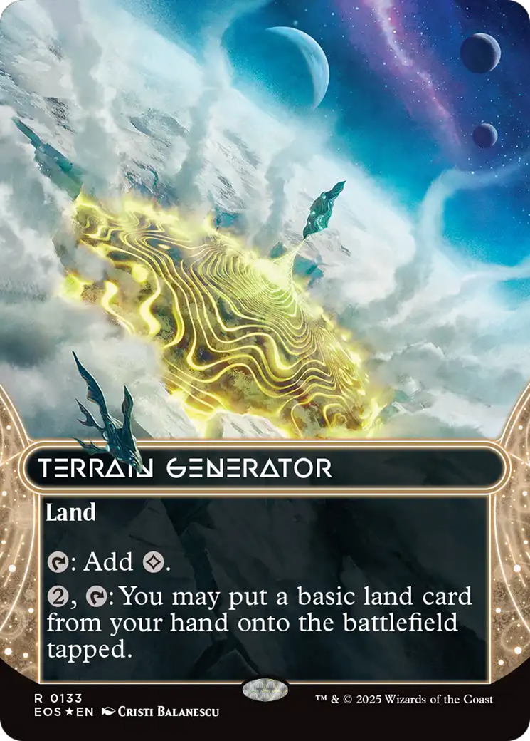 Terrain Generator (0133) (Borderless) (Galaxy Foil) [Edge of Eternities: Stellar Sights] MTG Single Magic: The Gathering | Red Claw Gaming