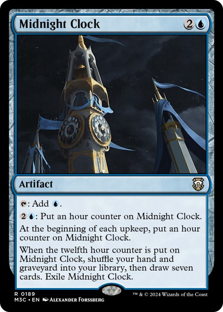 Midnight Clock (Ripple Foil) [Modern Horizons 3 Commander] MTG Single Magic: The Gathering | Red Claw Gaming