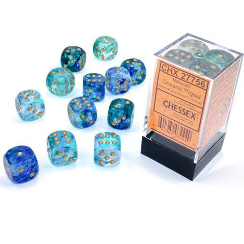 NEBULA 12D6 OCEANIC GOLD LUMINARY 16MM Dice Chessex | Red Claw Gaming