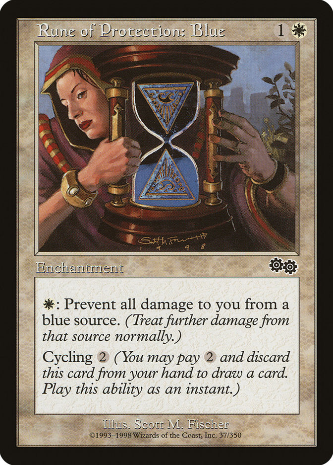 Rune of Protection: Blue [Urza's Saga] MTG Single Magic: The Gathering | Red Claw Gaming