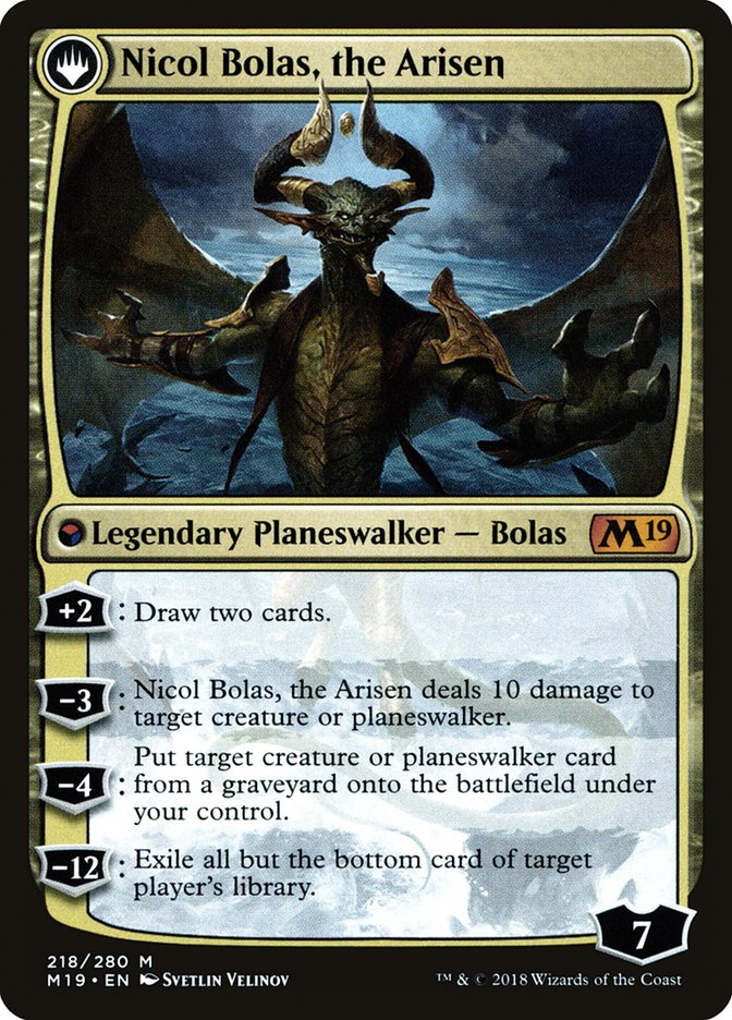 Nicol Bolas, the Ravager // Nicol Bolas, the Arisen [Core Set 2019 Prerelease Promos] MTG Single Magic: The Gathering | Red Claw Gaming