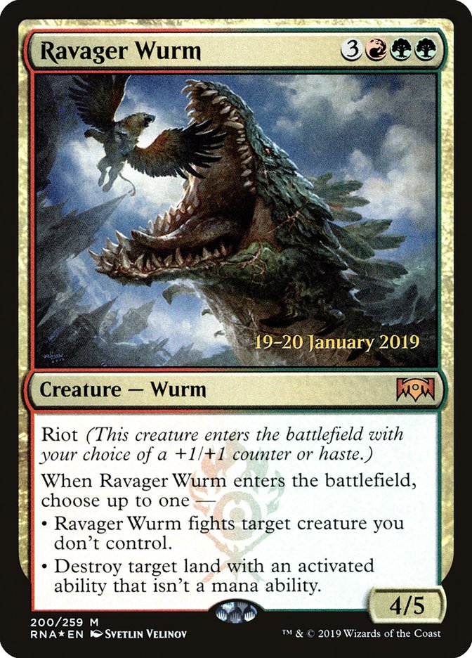 Ravager Wurm [Ravnica Allegiance Prerelease Promos] MTG Single Magic: The Gathering | Red Claw Gaming