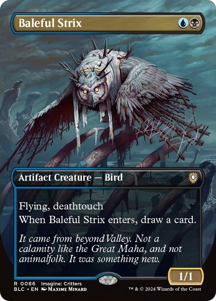 Baleful Strix (Borderless) [Bloomburrow Commander] MTG Single Magic: The Gathering | Red Claw Gaming