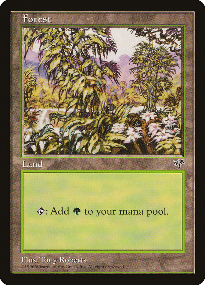 Forest (Open Flowers Bottom Right) [Mirage] MTG Single Magic: The Gathering | Red Claw Gaming