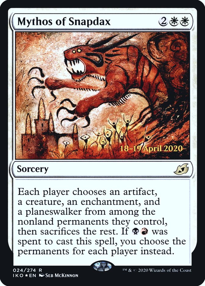 Mythos of Snapdax [Ikoria: Lair of Behemoths Prerelease Promos] MTG Single Magic: The Gathering | Red Claw Gaming
