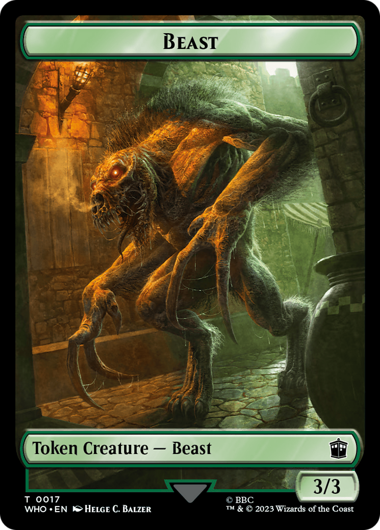 Human Rogue // Beast Double-Sided Token [Doctor Who Tokens] MTG Single Magic: The Gathering | Red Claw Gaming