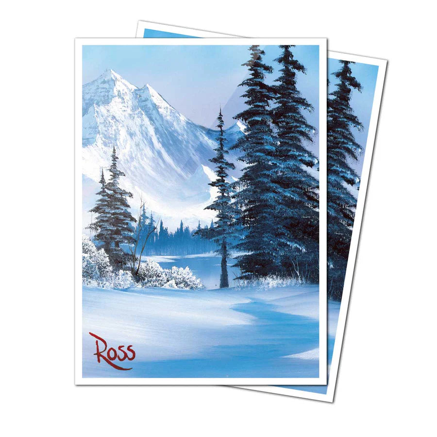 Bob Ross - Winter Paradise 105ct APEX DECK PROTECTOR® Sleeves for Tabletop Gaming Card Sleeves Ultra Pro | Red Claw Gaming
