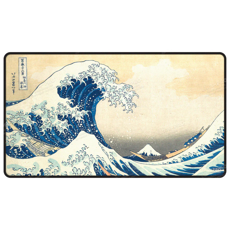 The Great Wave off Kanagawa Black Stitched Playmat | Red Claw Gaming