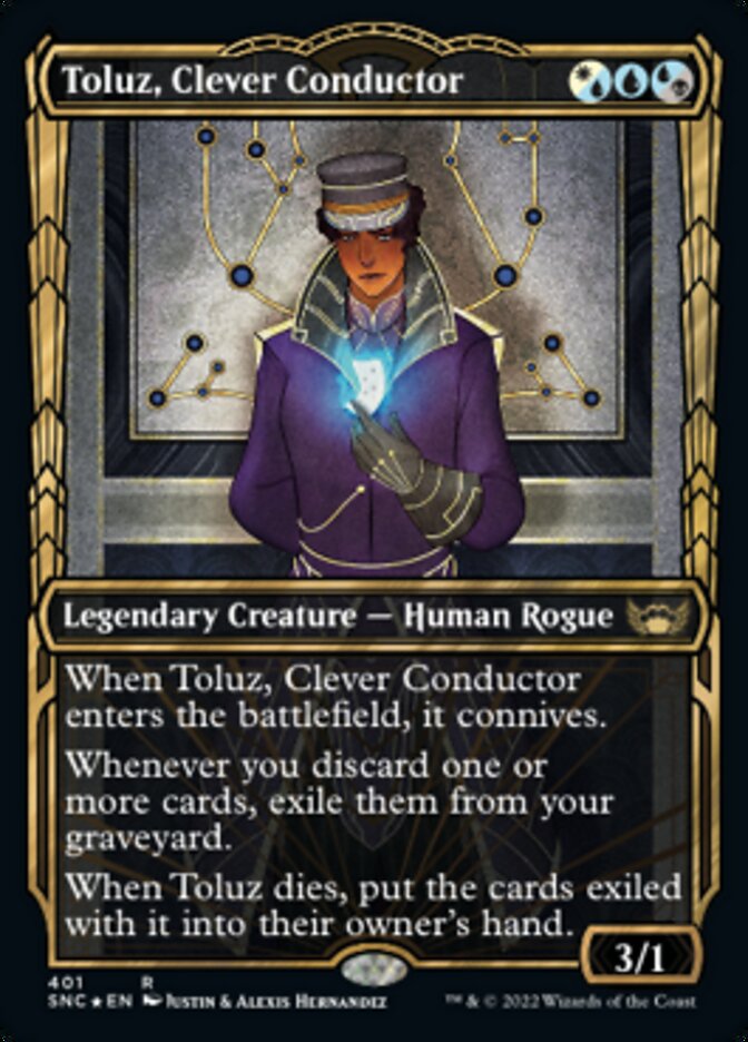 Toluz, Clever Conductor (Showcase Golden Age Gilded Foil) [Streets of New Capenna] MTG Single Magic: The Gathering | Red Claw Gaming