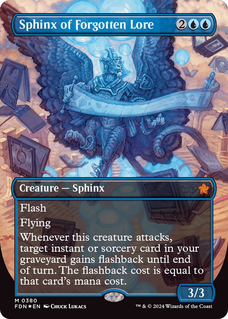 Sphinx of Forgotten Lore (Borderless) (Mana Foil) [Foundations] MTG Single Magic: The Gathering | Red Claw Gaming