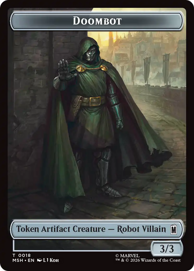Merfolk // Doombot Double-Sided Token [Marvel Super Heroes Tokens] | Red Claw Gaming