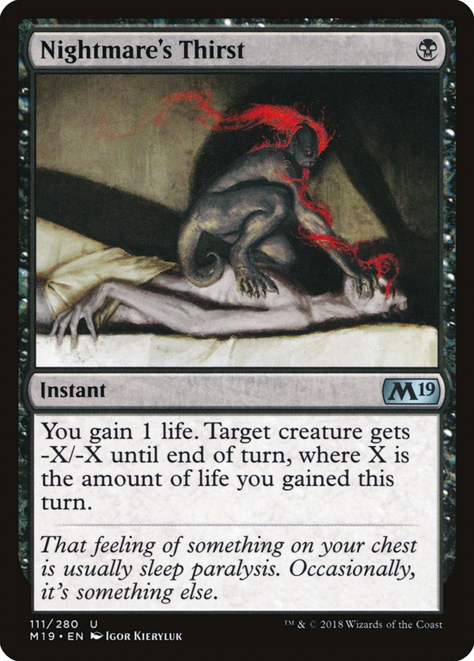 Nightmare's Thirst [Core Set 2019] MTG Single Magic: The Gathering | Red Claw Gaming
