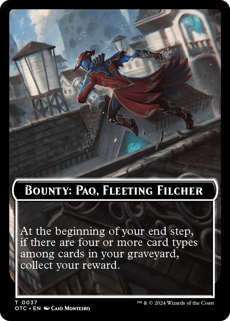 Bounty: Paq, Fleeting Filcher // Bounty Rules Double-Sided Token [Outlaws of Thunder Junction Commander Tokens] MTG Single Magic: The Gathering    | Red Claw Gaming