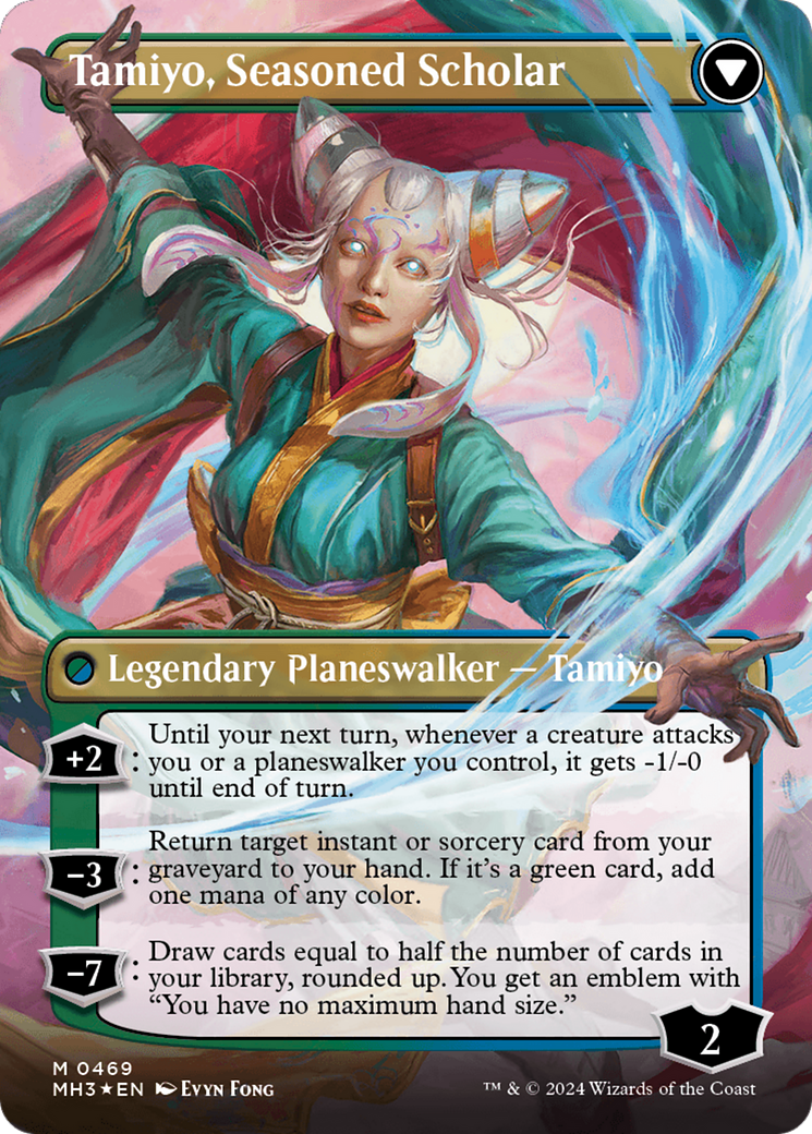 Tamiyo, Inquisitive Student // Tamiyo, Seasoned Scholar (Borderless) (Textured Foil) [Modern Horizons 3] MTG Single Magic: The Gathering    | Red Claw Gaming