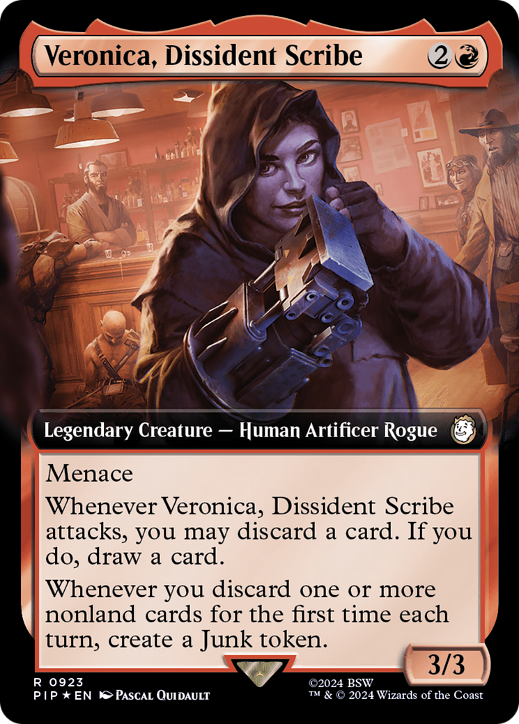 Veronica, Dissident Scribe (Extended Art) (Surge Foil) [Fallout] MTG Single Magic: The Gathering | Red Claw Gaming