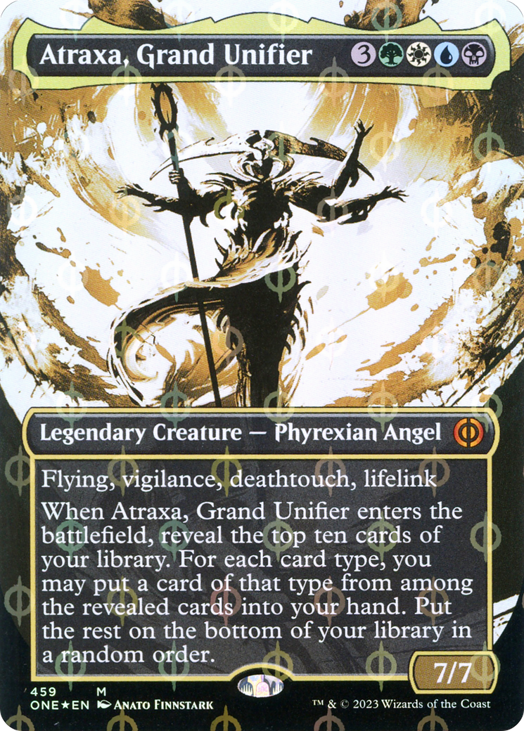 Atraxa, Grand Unifier (Borderless Ichor Step-and-Compleat Foil) [Phyrexia: All Will Be One] MTG Single Magic: The Gathering | Red Claw Gaming