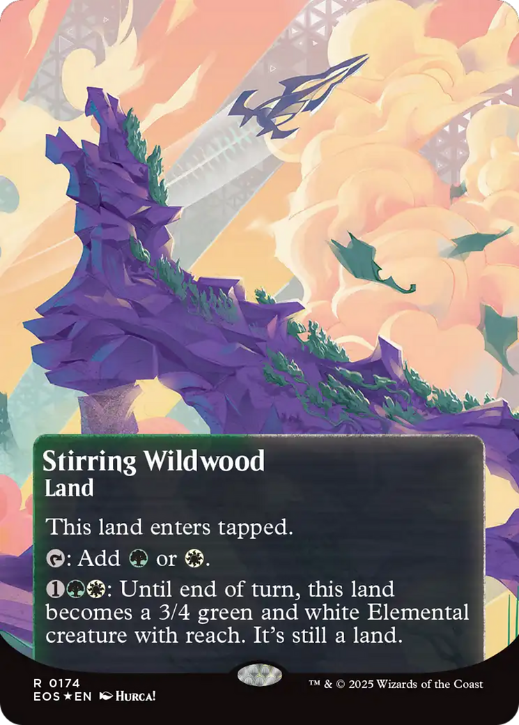 Stirring Wildwood (0174) (Borderless) (Galaxy Foil) [Edge of Eternities: Stellar Sights] MTG Single Magic: The Gathering | Red Claw Gaming