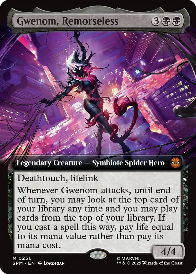 Gwenom, Remorseless (Extended Art) [Marvel's Spider-Man] MTG Single Magic: The Gathering | Red Claw Gaming