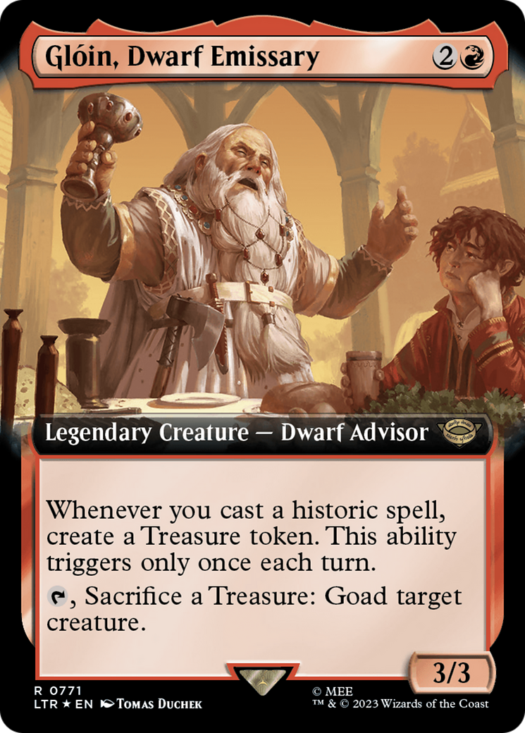 Gloin, Dwarf Emissary (Extended Art) (Surge Foil) [The Lord of the Rings: Tales of Middle-Earth] MTG Single Magic: The Gathering | Red Claw Gaming