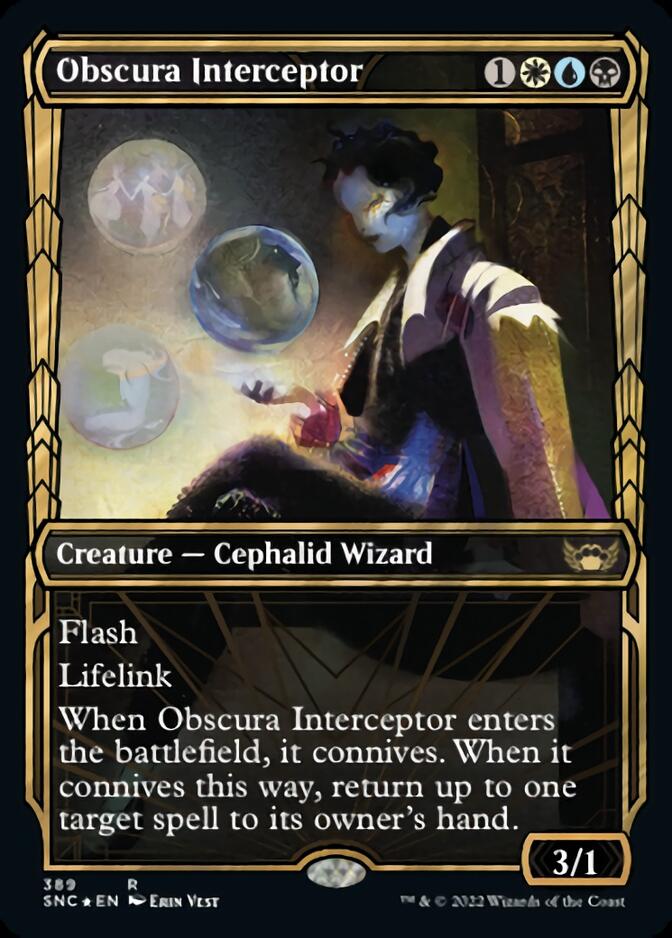 Obscura Interceptor (Showcase Golden Age Gilded Foil) [Streets of New Capenna] MTG Single Magic: The Gathering | Red Claw Gaming