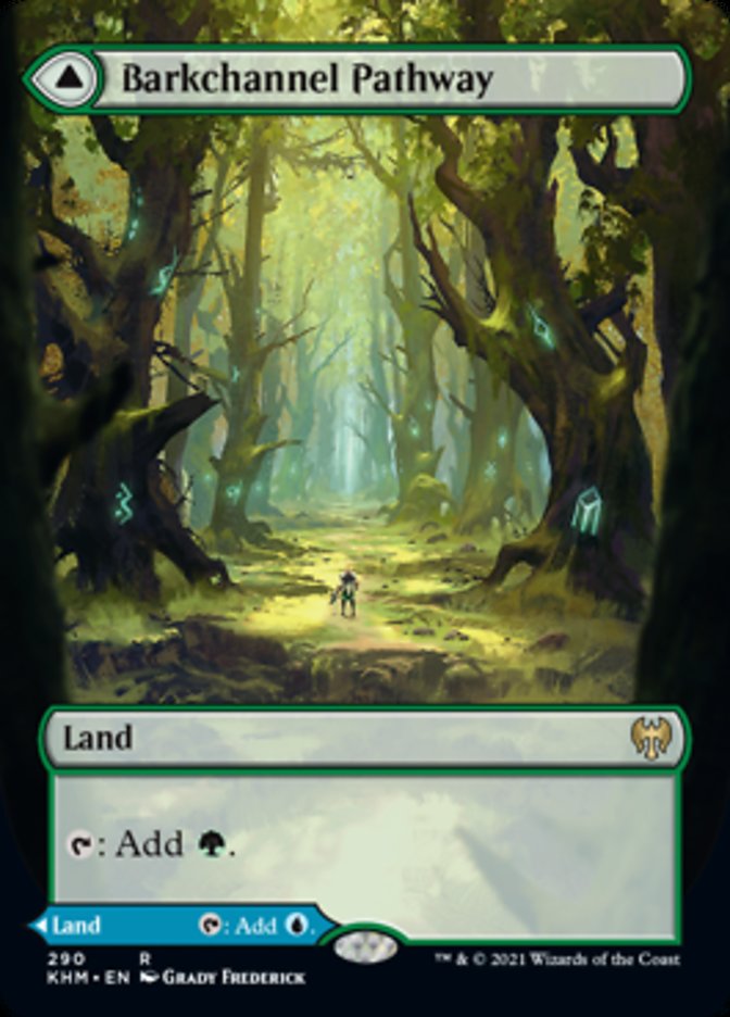 Barkchannel Pathway // Tidechannel Pathway (Borderless Alternate Art) [Kaldheim] MTG Single Magic: The Gathering | Red Claw Gaming