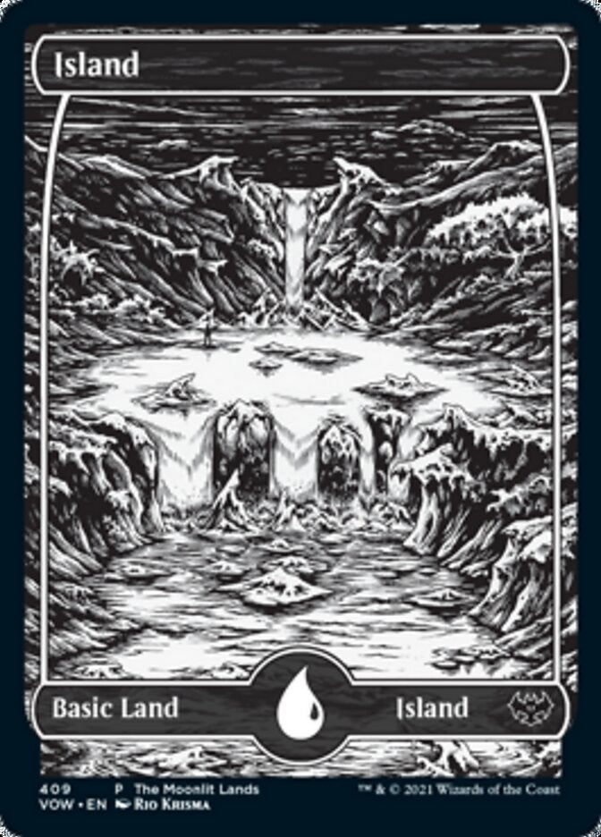 Island (The Moonlit Lands) (Foil Etched) [Innistrad: Crimson Vow Promos] MTG Single Magic: The Gathering | Red Claw Gaming