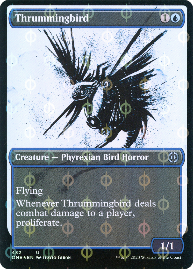 Thrummingbird (Showcase Ichor Step-and-Compleat Foil) [Phyrexia: All Will Be One] MTG Single Magic: The Gathering | Red Claw Gaming