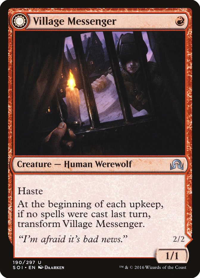 Village Messenger // Moonrise Intruder [Shadows over Innistrad] MTG Single Magic: The Gathering | Red Claw Gaming