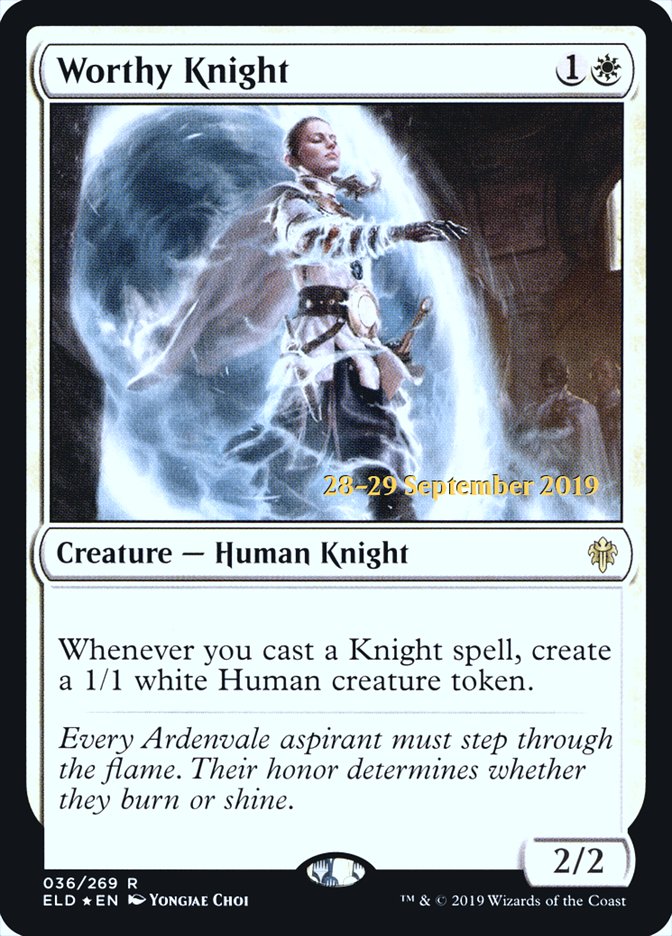 Worthy Knight [Throne of Eldraine Prerelease Promos] MTG Single Magic: The Gathering | Red Claw Gaming