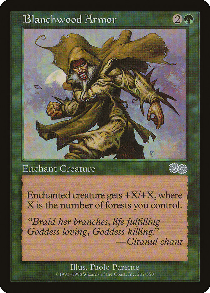 Blanchwood Armor [Urza's Saga] MTG Single Magic: The Gathering | Red Claw Gaming