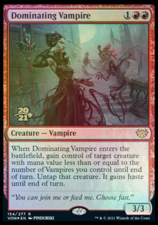 Dominating Vampire [Innistrad: Crimson Vow Prerelease Promos] MTG Single Magic: The Gathering | Red Claw Gaming