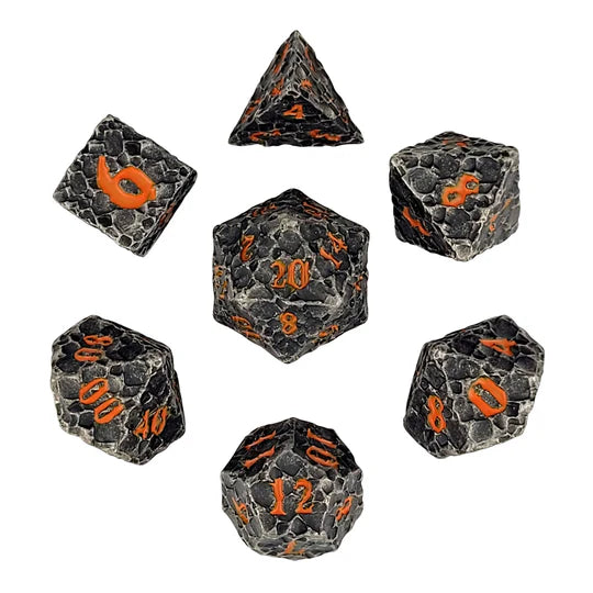 Meteorite Silver Metal Rpg Dice Set of 7 D&D Accessory Forged Gaming | Red Claw Gaming
