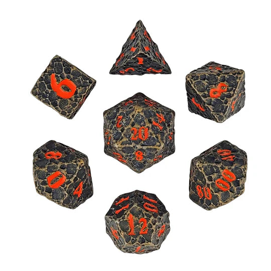 Meteorite Bronze Metal Rpg Dice Set of 7 D&D Accessory Forged Gaming | Red Claw Gaming