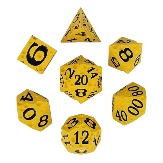 Cheese Black Number Metal Rpg Dice Set of 7 D&D Accessory Forged Gaming | Red Claw Gaming