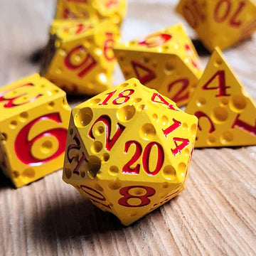 Cheese Red Number Metal Rpg Dice Set of 7 D&D Accessory Forged Gaming | Red Claw Gaming