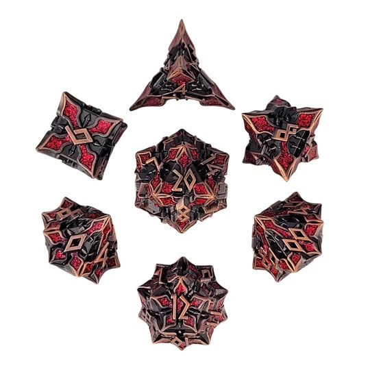 Gothic Knight Copper Red Metal RPG Dice Set of 7 | Red Claw Gaming