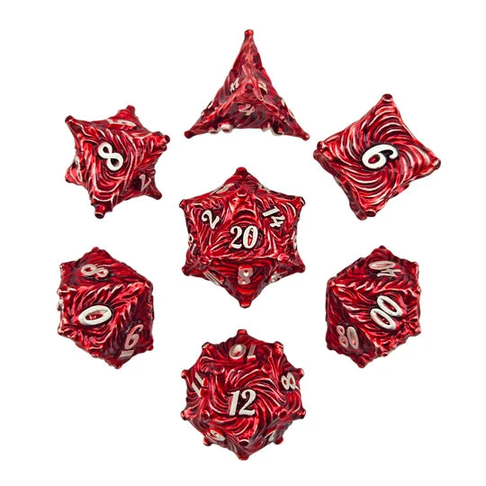 Doom Spiral Red Metal RPG Dice Set of 7 | Red Claw Gaming