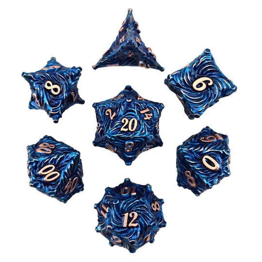 Doom Spiral Blue Metal RPG Dice Set of 7 | Red Claw Gaming