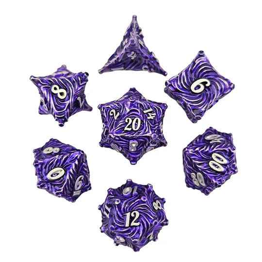 Doom Spiral Purple Metal RPG Dice Set of 7 | Red Claw Gaming