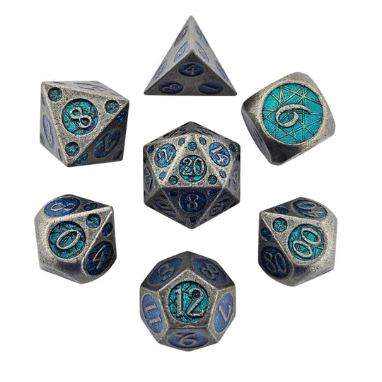 Tangled Void Iron Blue Metal RPG Dice Set of 7 | Red Claw Gaming